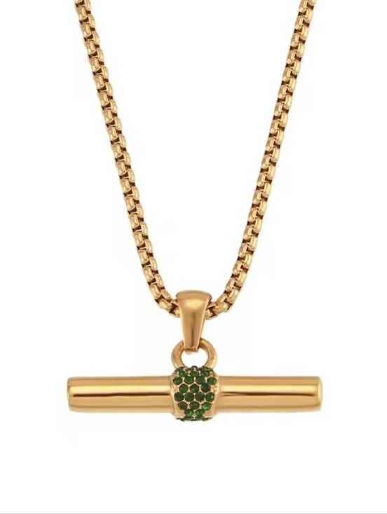 Jewelry - 💚💛NEW💚💛 STUNNING!! 18KT Over Stainless Steel CZ T-Bar Necklace